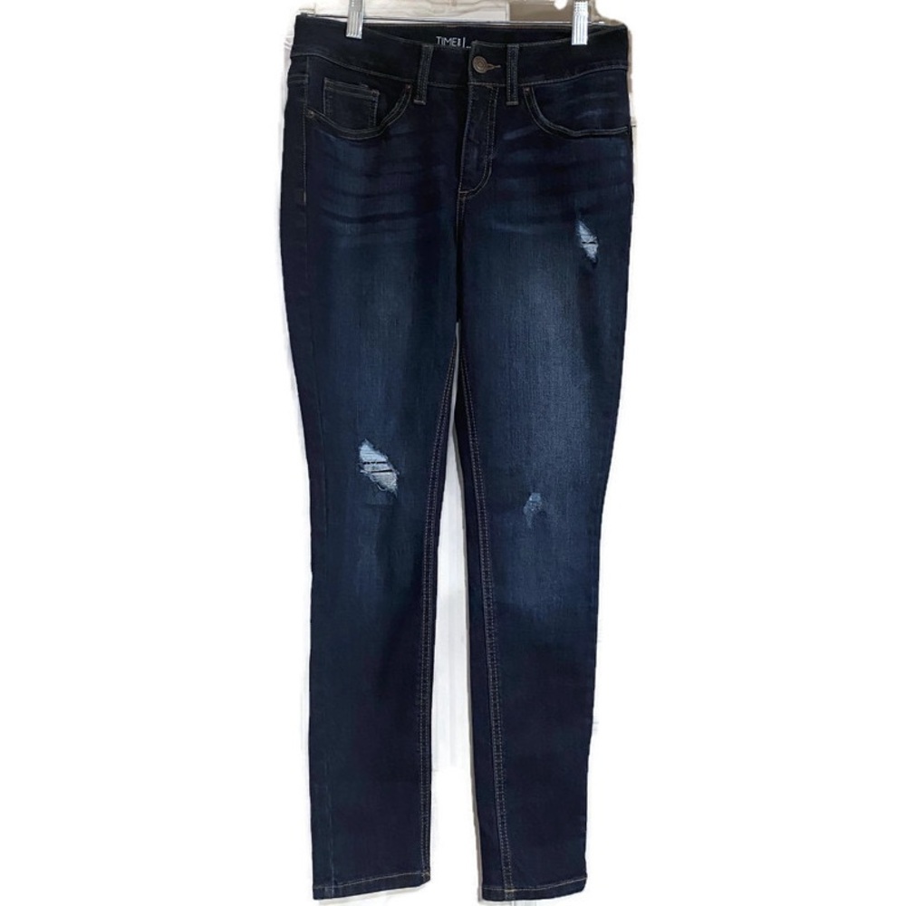 TIME AND TRU Distressed Dark Wash Skinny Jeans
